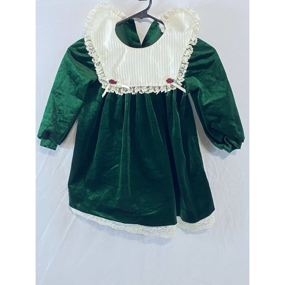 Rare Editions Green Victorian Style Velvet Christmas Dress - See Photos For Size